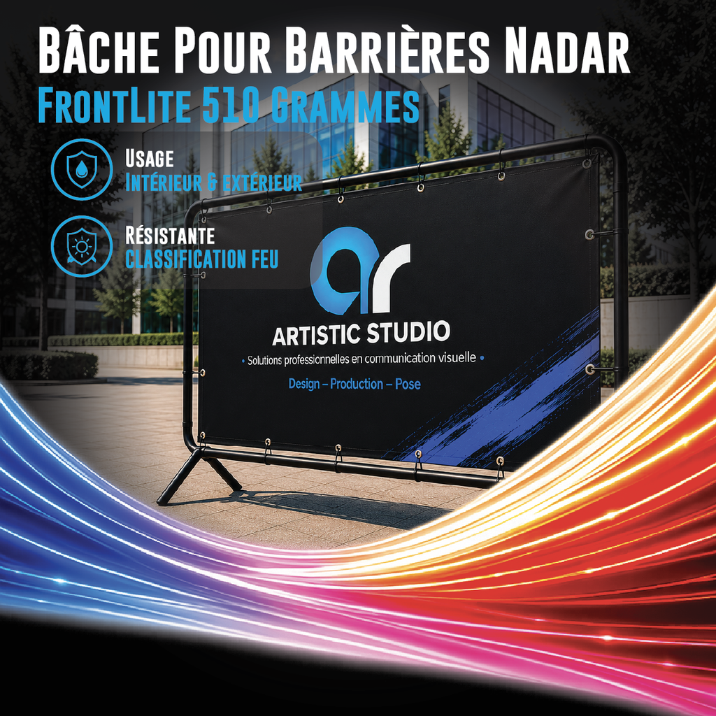 Bâche pour barrière de chantier (Barrière Nadar (2150 x 730 mm), Bâche 510 Gr.)