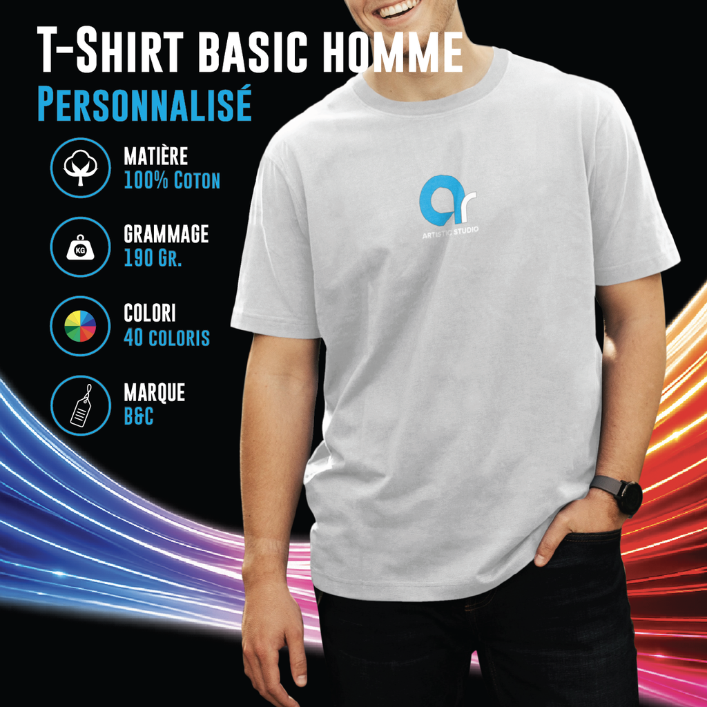 T-shirt Homme B&C 190 gr. - E190 (Blanc)