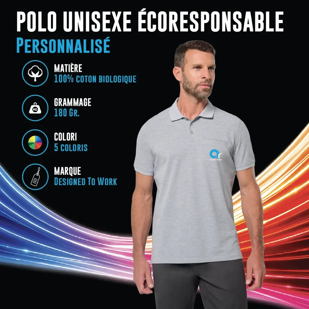 WK206 - Polo unisexe écoresponsable avec poche poitrine