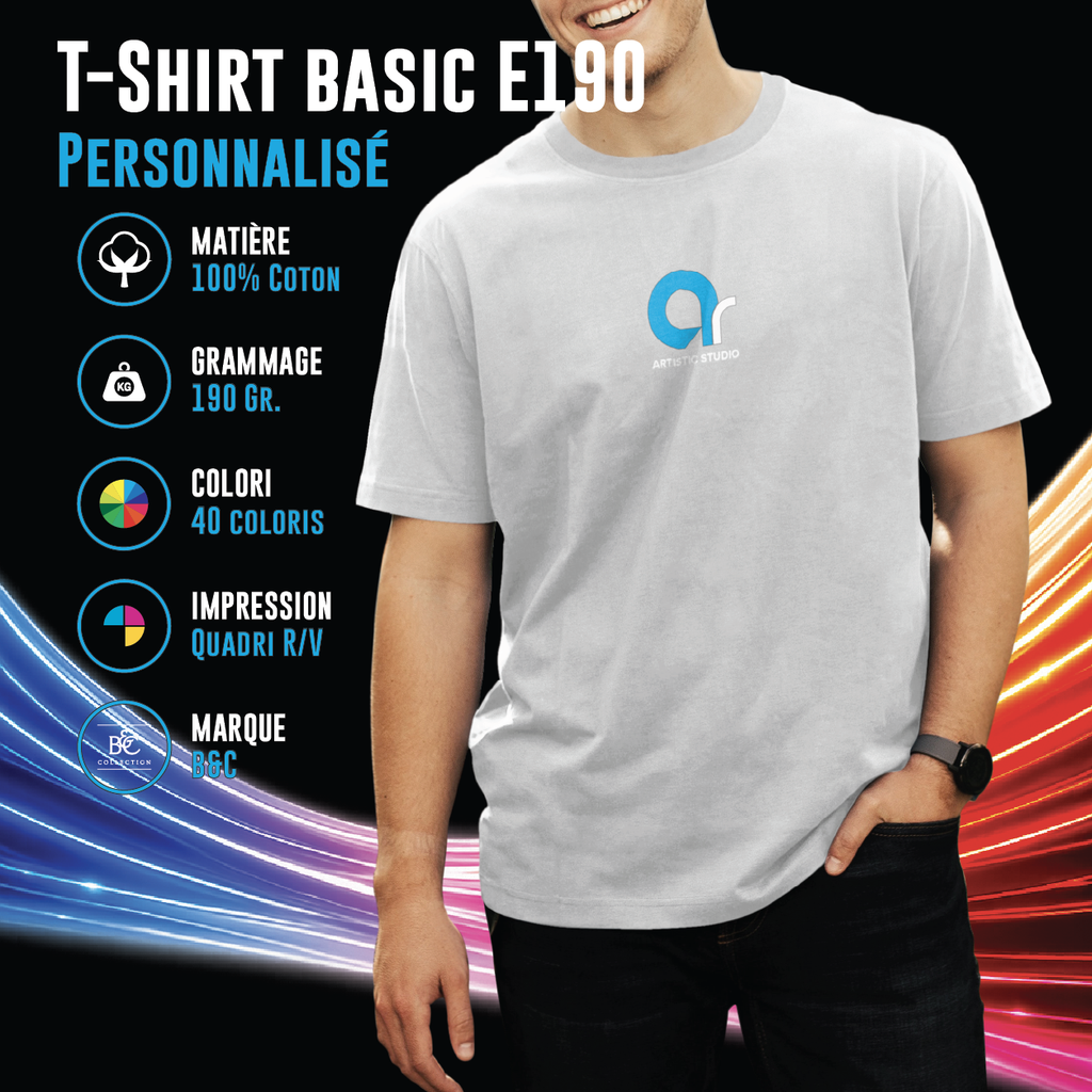 T-shirt Homme B&C 190 gr. - Réf E190