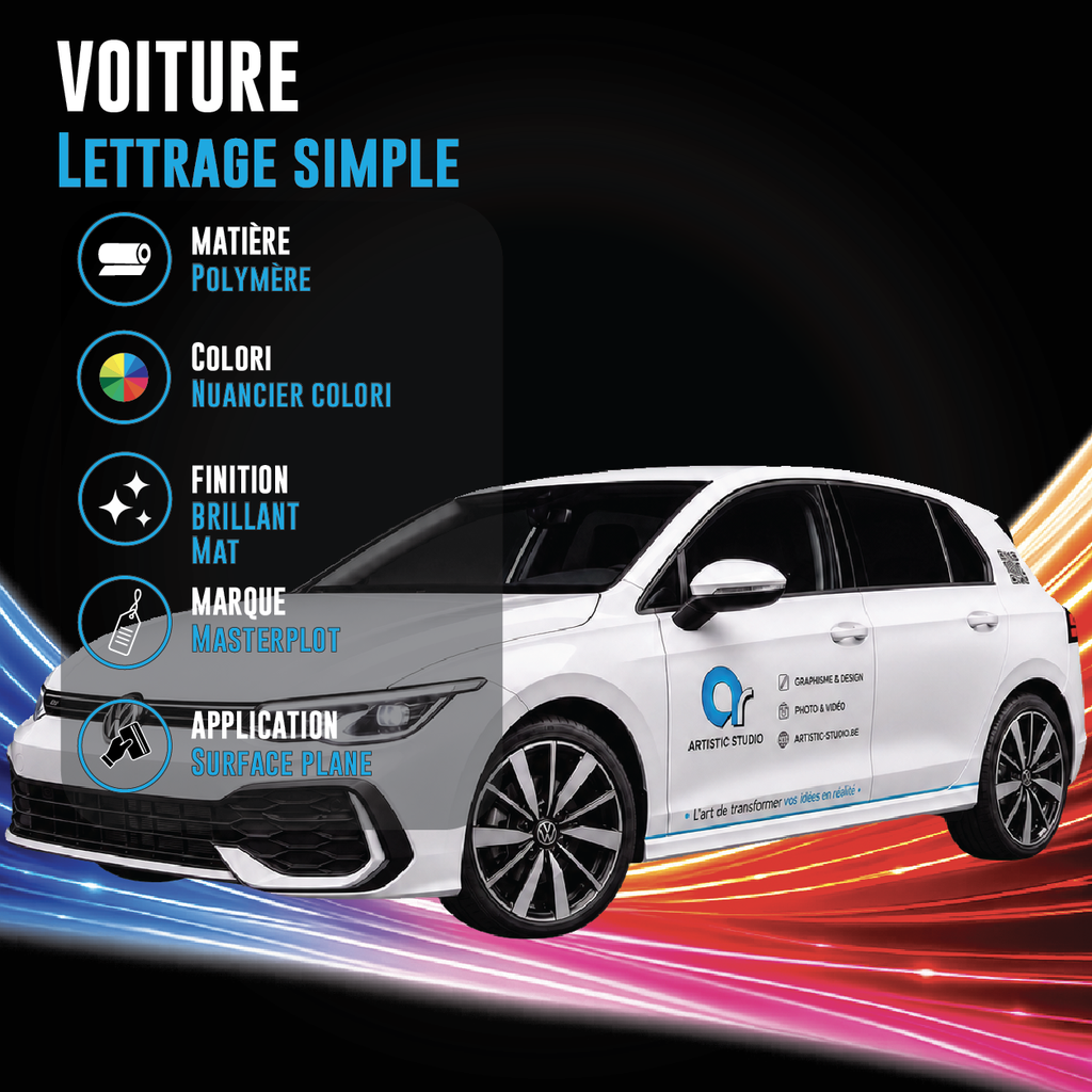 Habillage de véhicules (Covering) (Voiture, Lettrage simple)