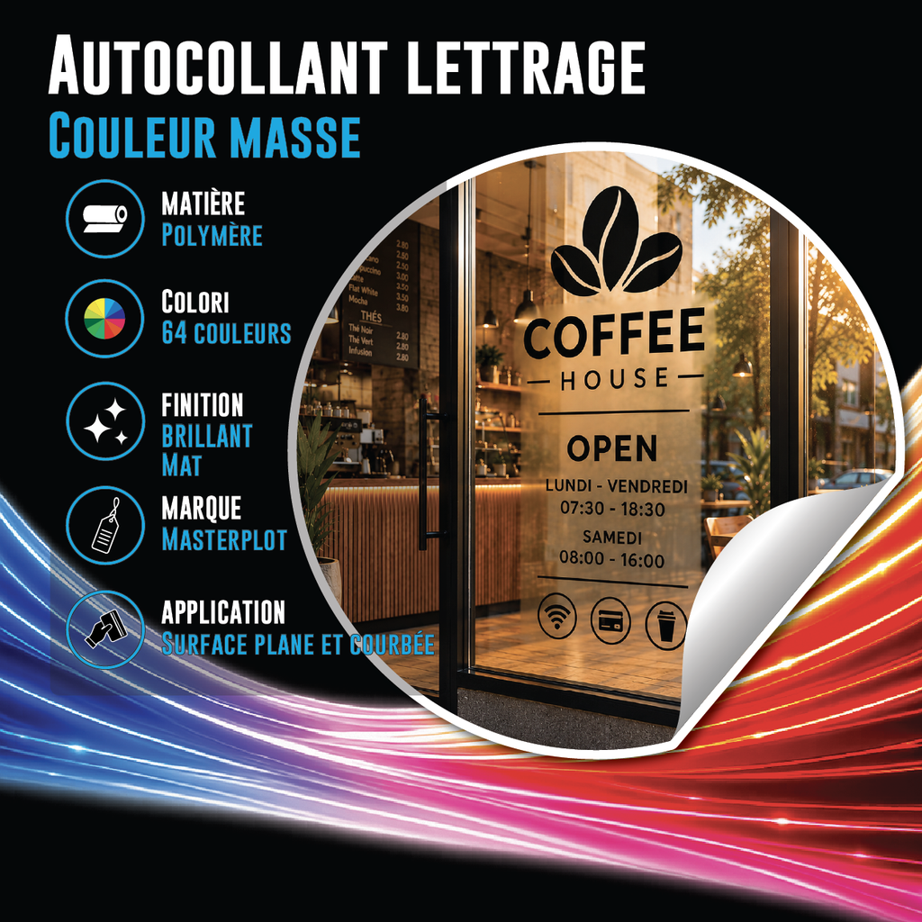 Autocollant lettrage – couleur masse (Blanc mat)