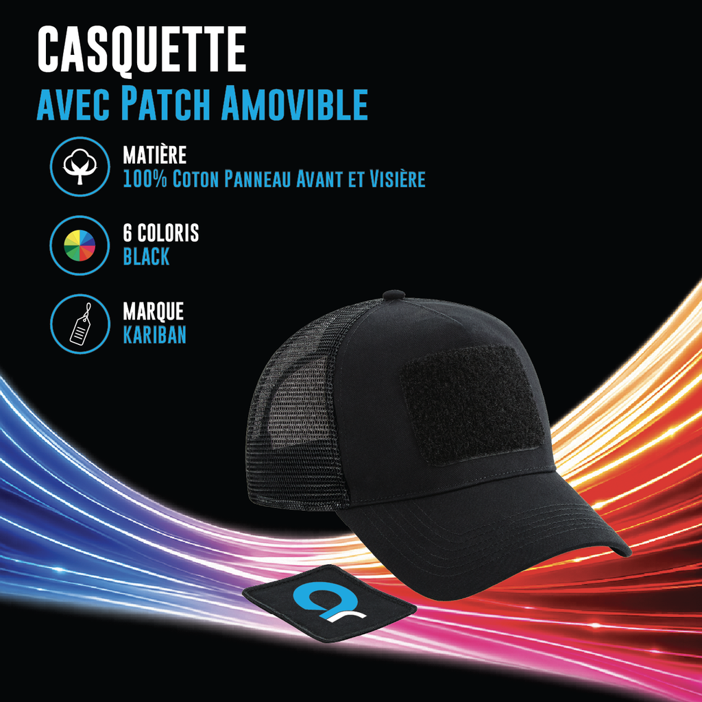 Casquette filet réglable à l'arrière avec patch amovible - B641