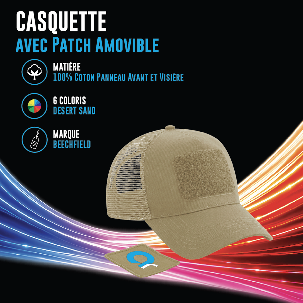 Casquette filet réglable à l'arrière avec patch amovible - B641