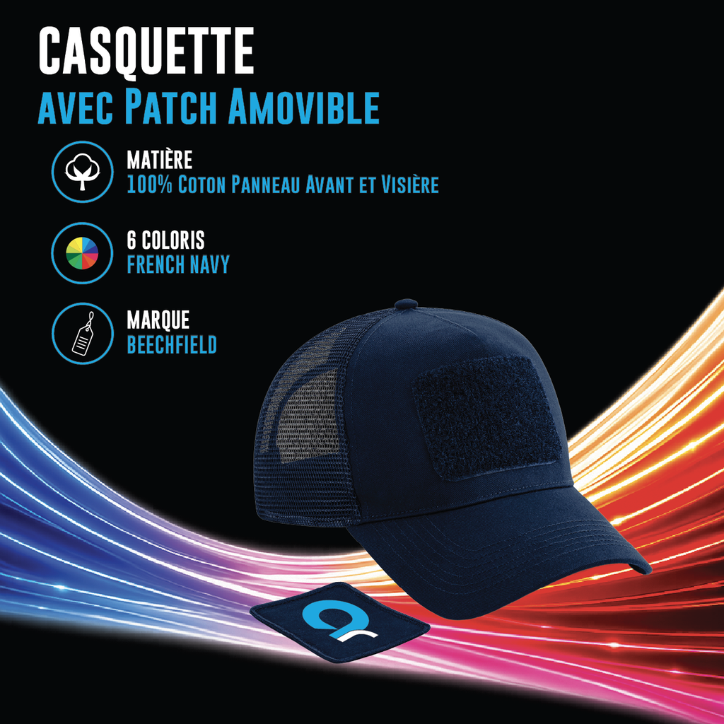 Casquette filet réglable à l'arrière avec patch amovible - B641