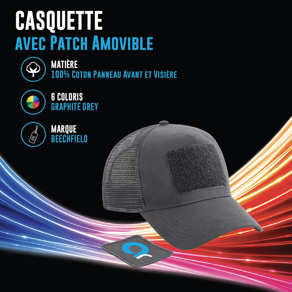 Casquette filet réglable à l'arrière avec patch amovible - B641