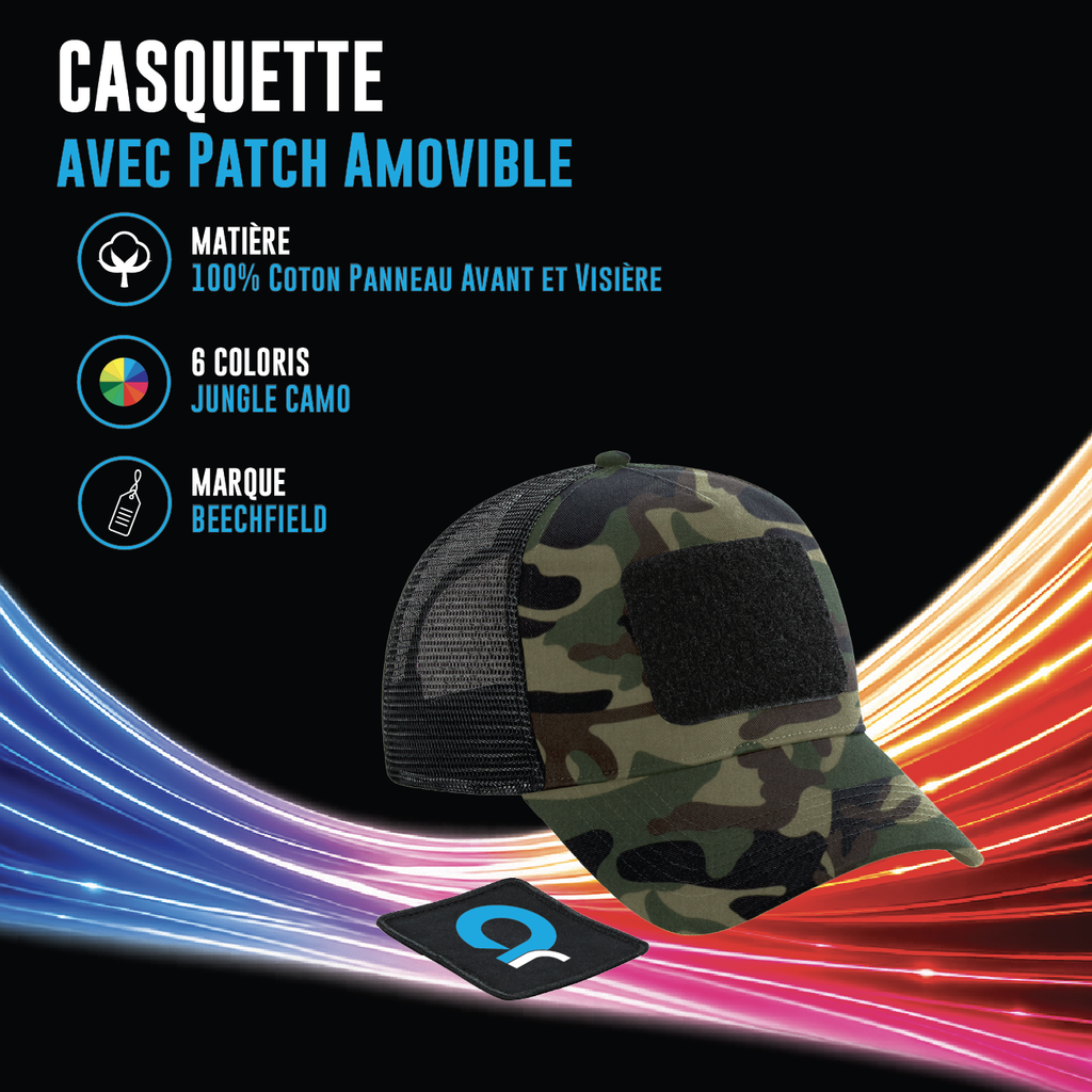 Casquette filet réglable à l'arrière avec patch amovible - B641