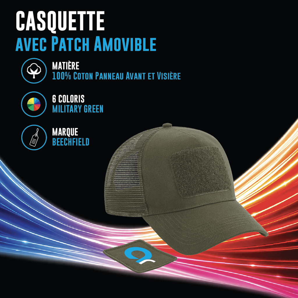 Casquette filet réglable à l'arrière avec patch amovible - B641