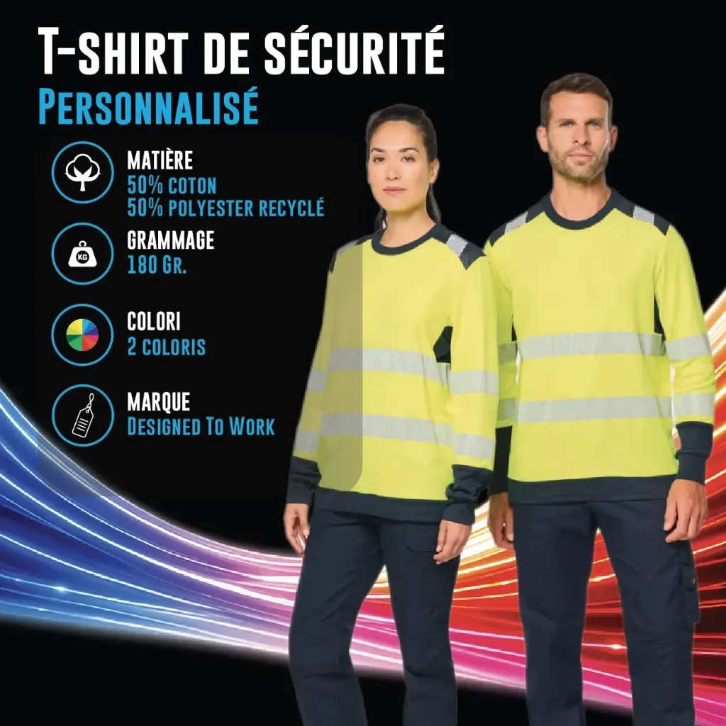 WK361 - T-shirt de sécurité recyclé col rond manches longues unisexe