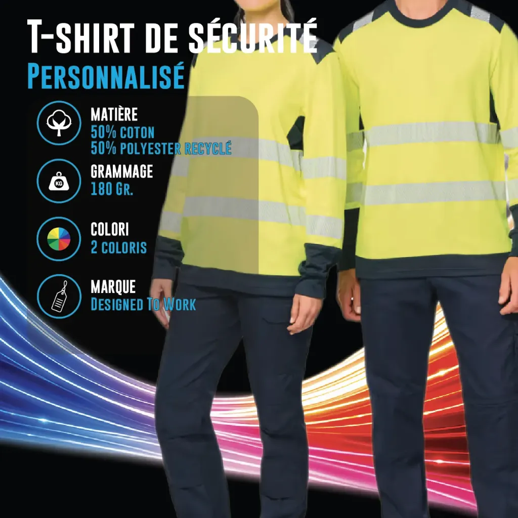 T-shirt de sécurité recyclé col rond manches longues unisexe - WK361