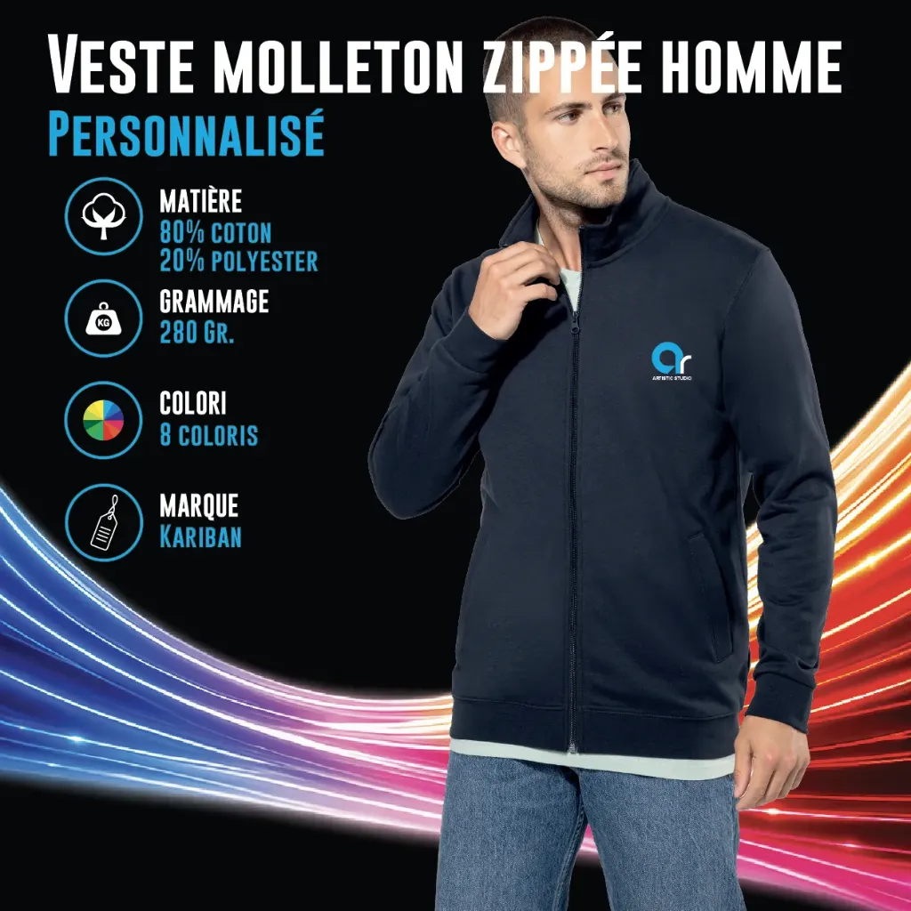 Veste molleton zippée homme - K472